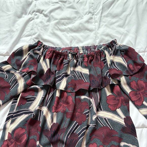 Ann Taylor Women Size XS Floral Off Shoulder Top Blouse Officechic Business City - Picture 2 of 9